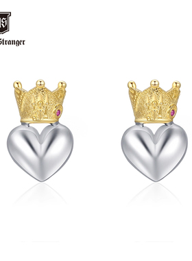 NATIVE STRANGER皇冠心形耳钉925银