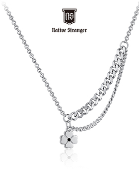 NATIVE STRANGER四叶草侧身项链925银吊坠女友礼物简约