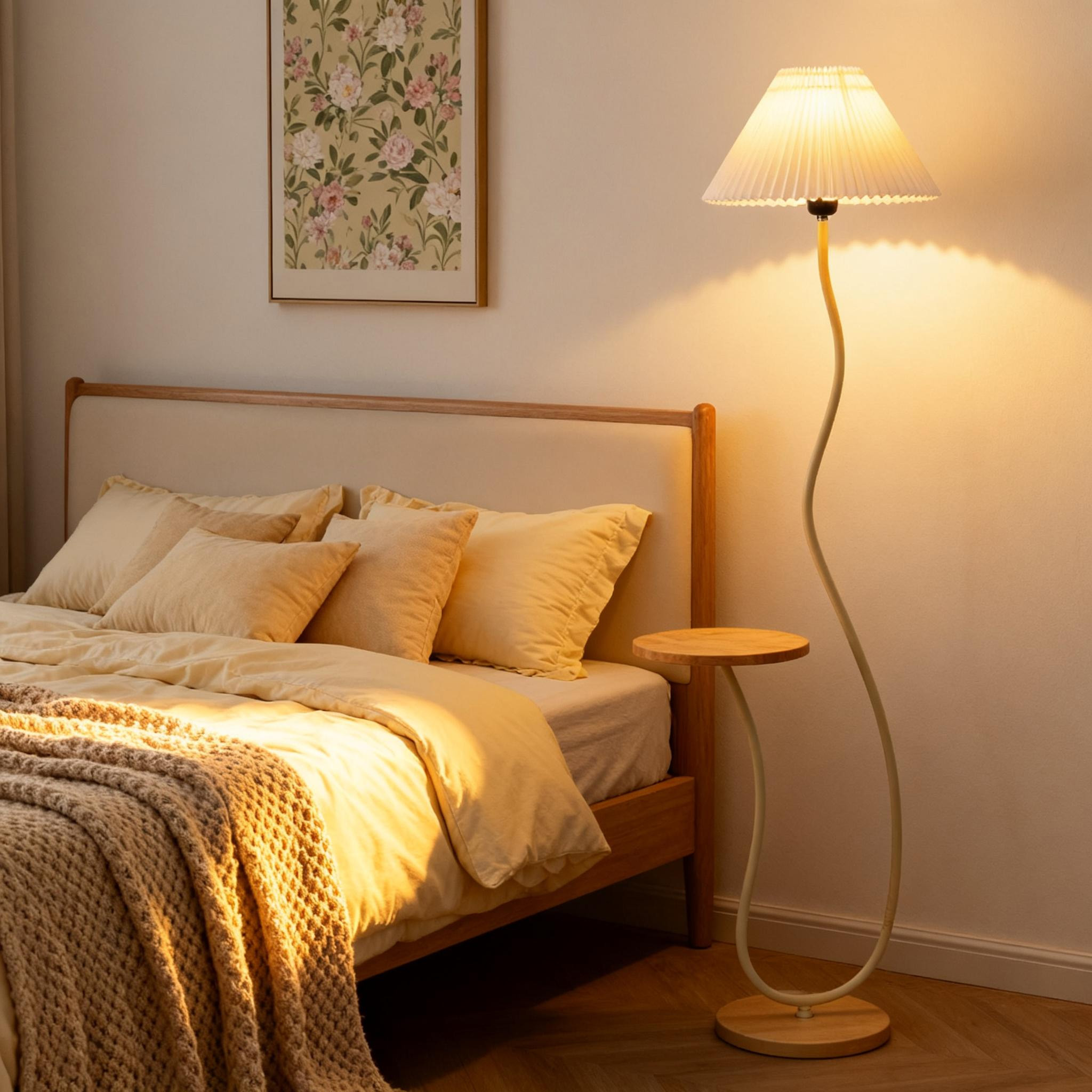 高级感带置物架一体落地灯