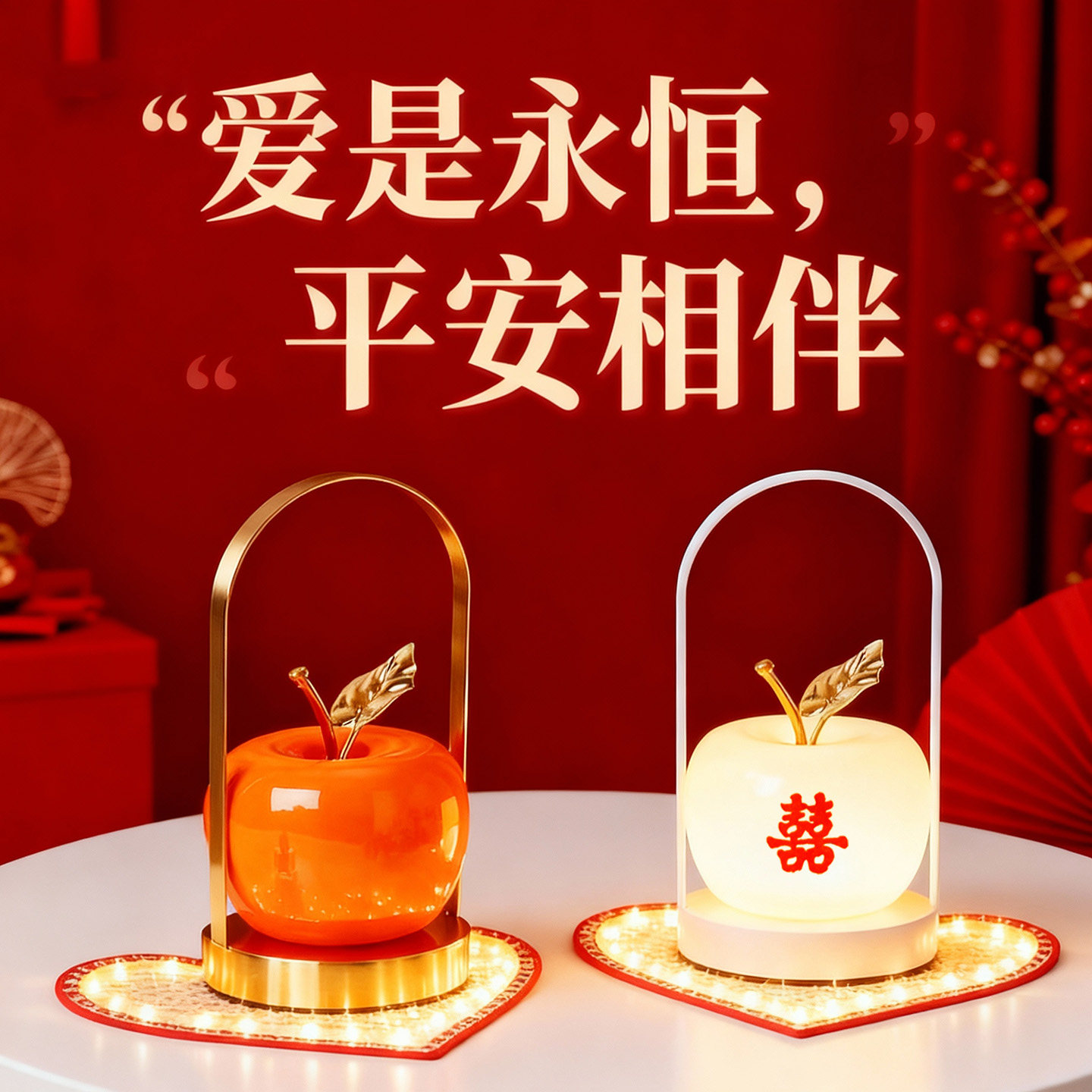 结婚灯新婚礼物手提苹果长明灯