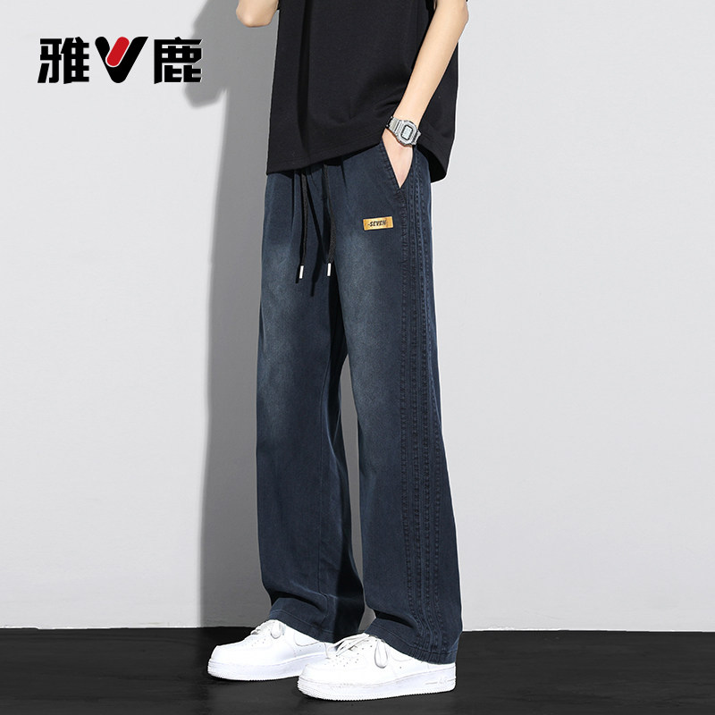 雅鹿天丝美式高街牛仔裤图片