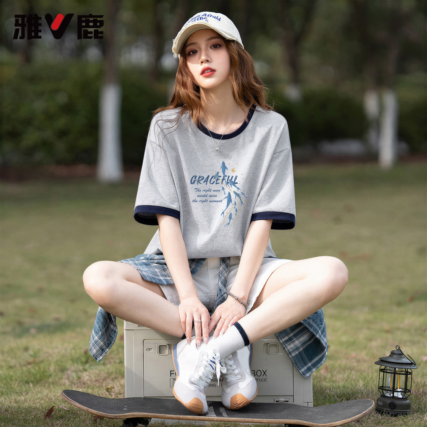 雅鹿纯棉短袖t恤女2026新款夏季胖mm宽松大码女装薄超火减龄上
