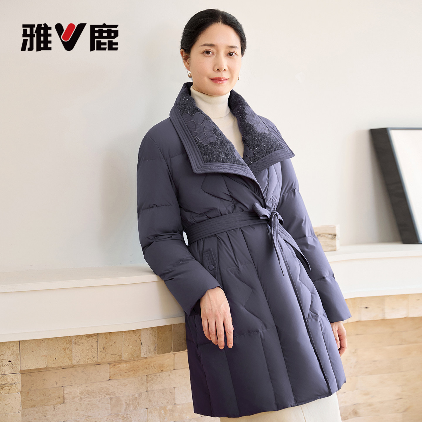 雅鹿中老年妈妈羽绒服外套