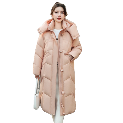 雅鹿长款可拆卸帽羽绒服女