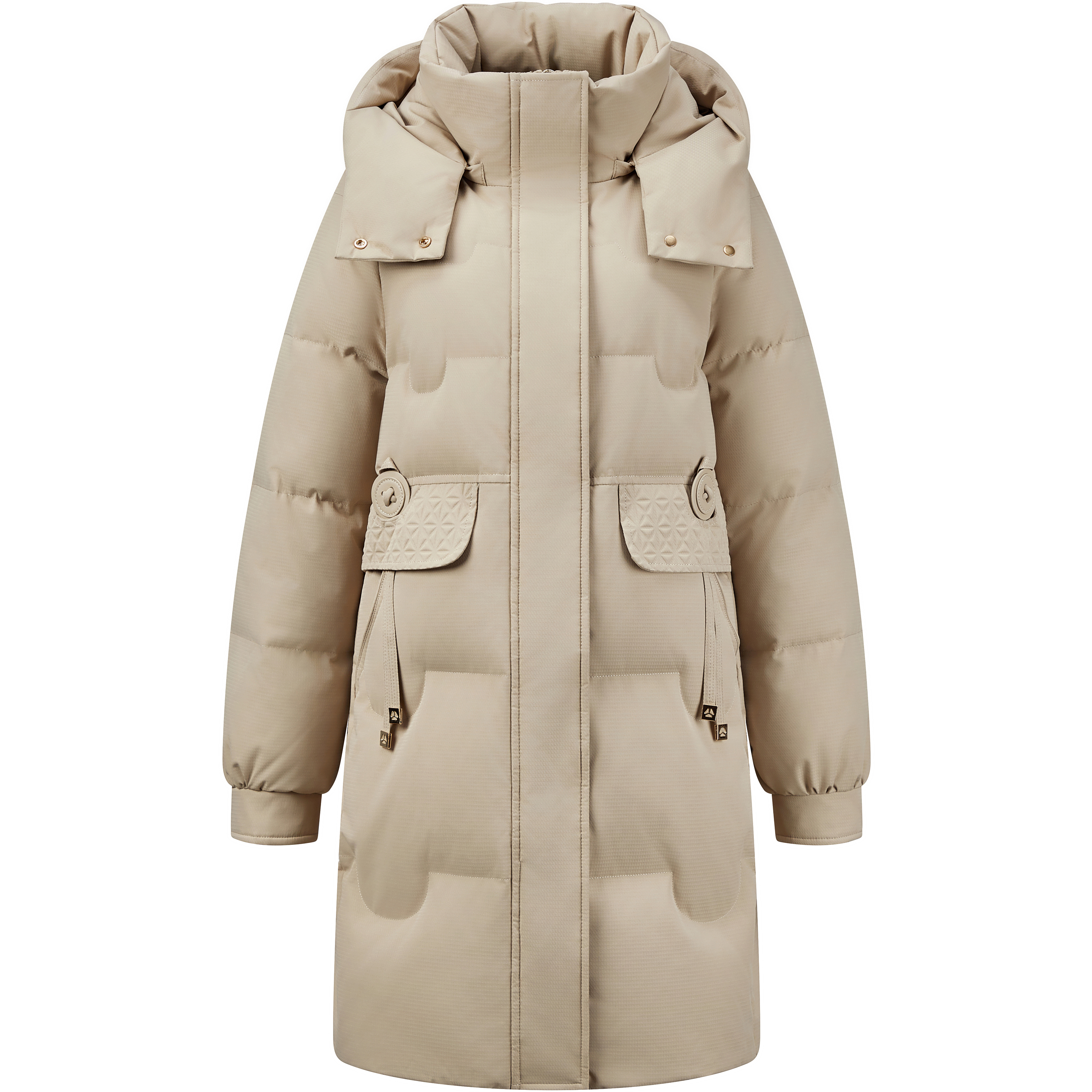 雅鹿通勤中长款连帽羽绒服