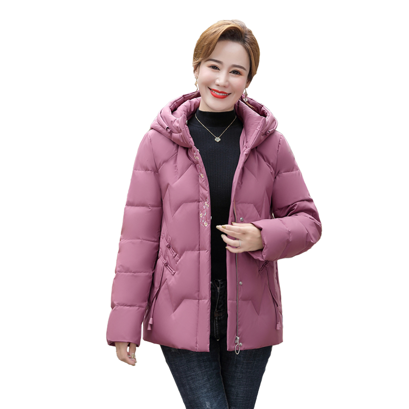 雅鹿媽媽羽絨服女款冬季加厚洋氣中年防風保暖外套老人棉襖白鴨絨