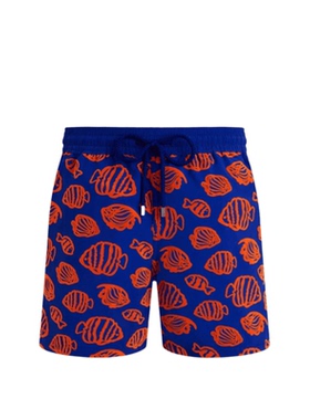 Vilebrequin沙滩裤男Flocked Fishy Vibes短裤海滩冲浪度假泳裤