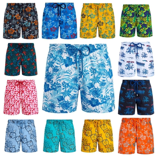 Vilebrequin沙滩裤男正品海龟内衬黑色短裤三亚海边度假温泉泳裤