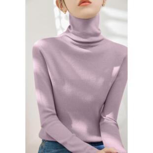 JOYIASS深棕色修身显瘦内搭打底上衣2025秋冬季新款堆堆领毛衣长