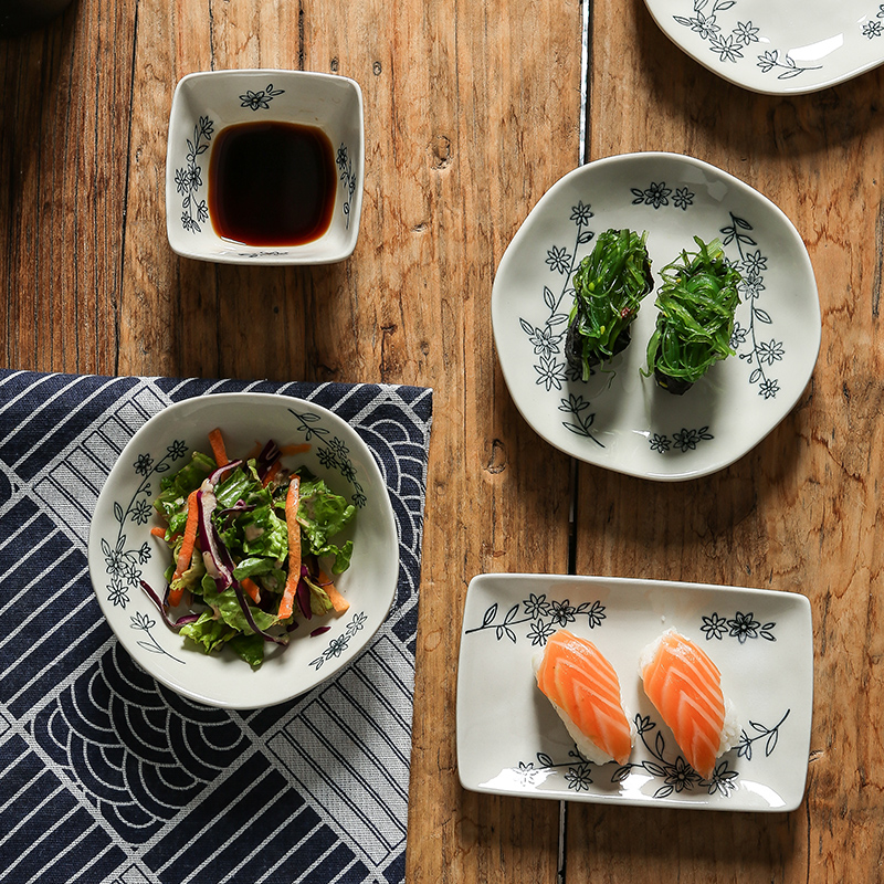 中式复古釉下彩味碟菜碟