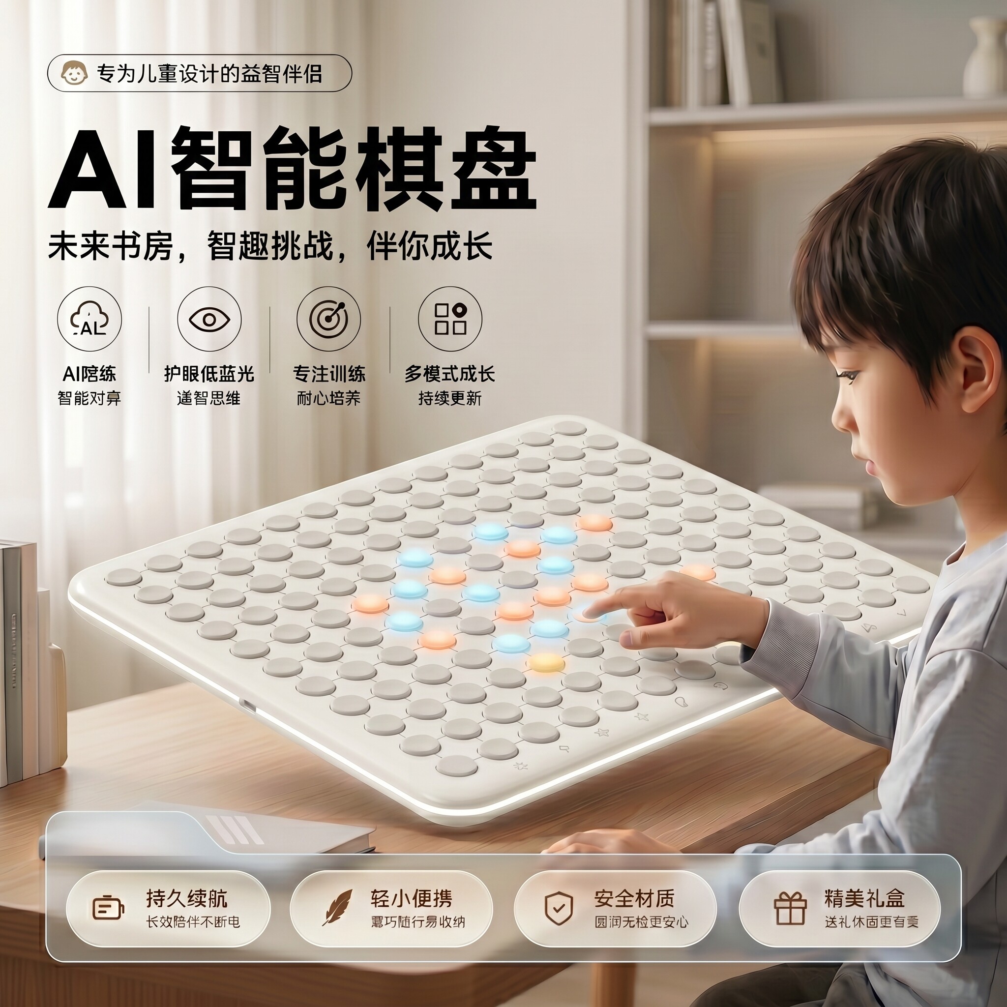 当当狸AI智能五子围棋盘多功能电子益智桌游六一儿童礼物对战便携
