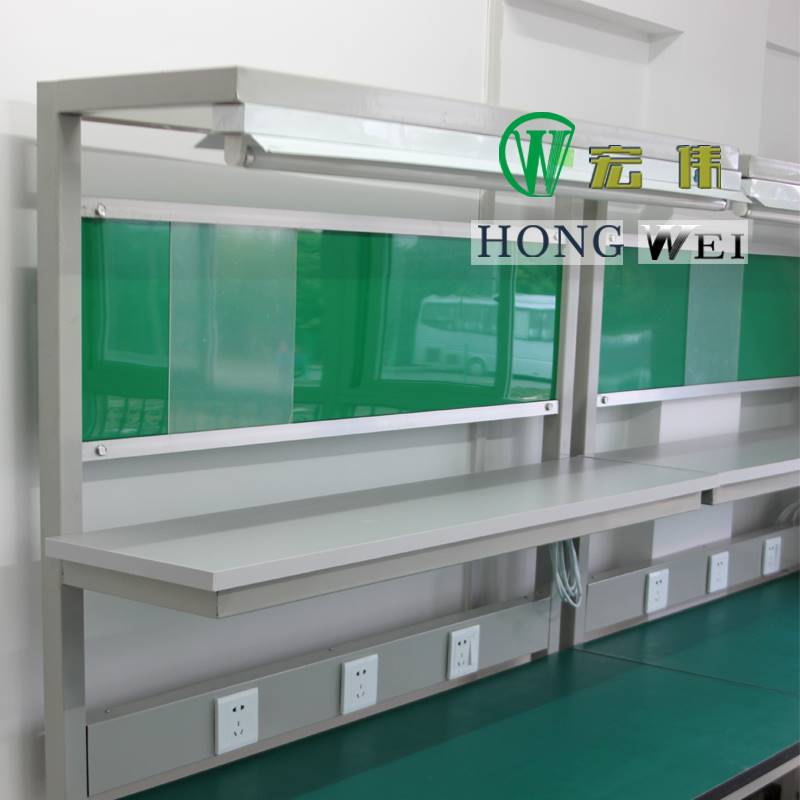 新款工业防静电工作台 流水线操作桌 双层车间装配实验台 带灯 组