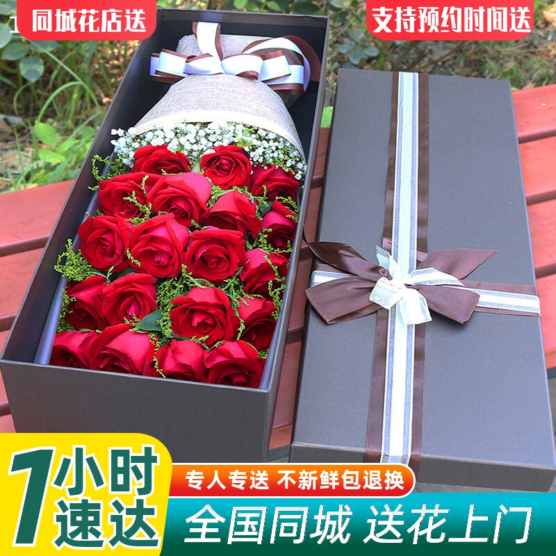 鲜花速递同城配送玫瑰花精美礼盒图片