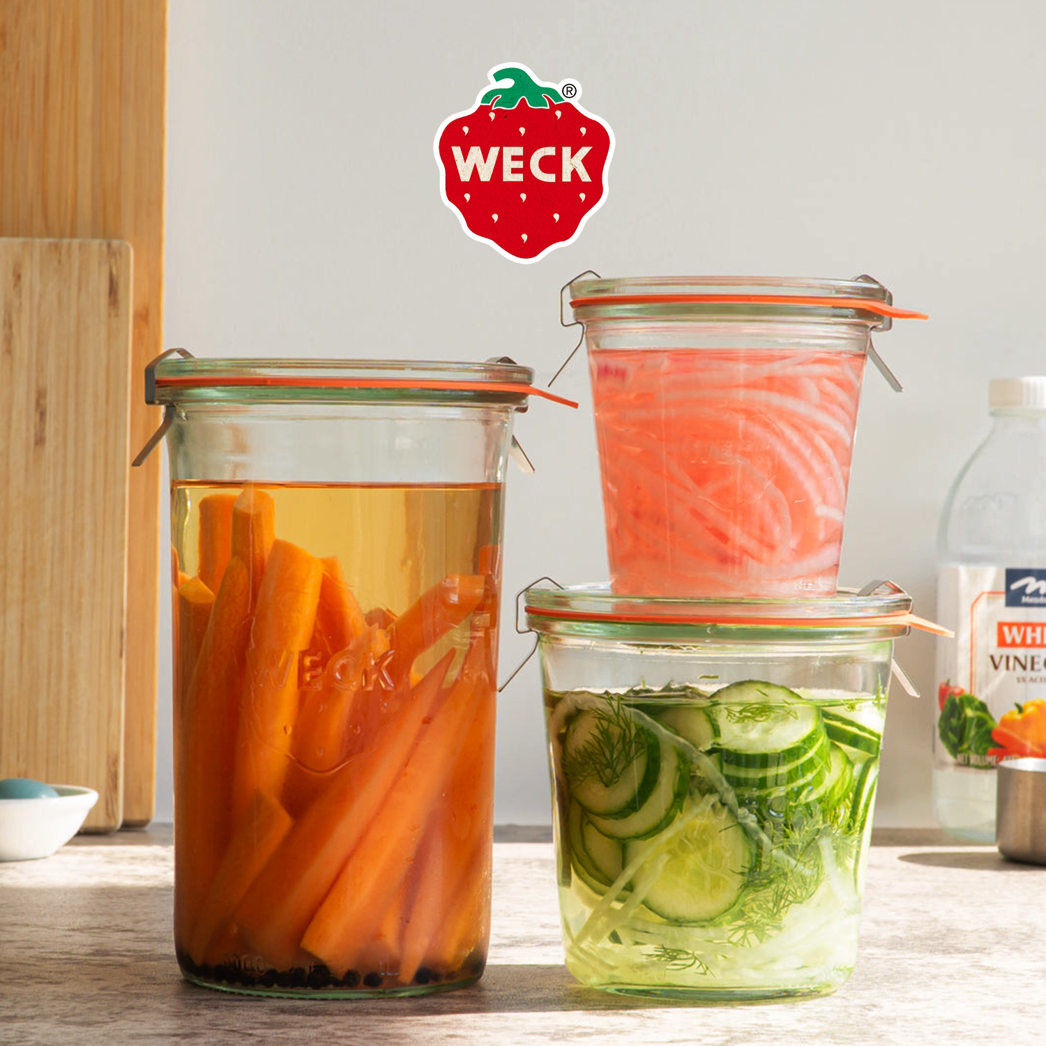 德国进口WECK食品级玻璃密封罐保鲜罐厨房收纳罐果酱瓶子泡菜敞口