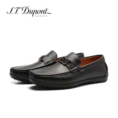 都彭男鞋牛皮一脚蹬套脚乐福鞋