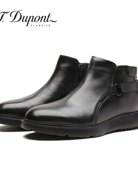 S.T. Dupont/都彭高端短筒搭扣时装靴真皮靴子加绒保暧冬季男鞋子