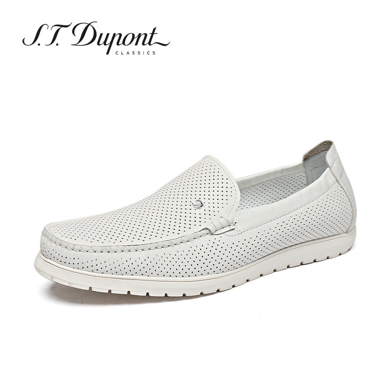 S.T. Dupont/都彭白色真皮豆豆鞋男夏季透气一脚蹬皮鞋E29150922
