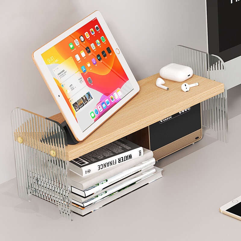 桌面置物架亚克力多层书架学生宿舍化妆品收纳神器办公室电脑架子