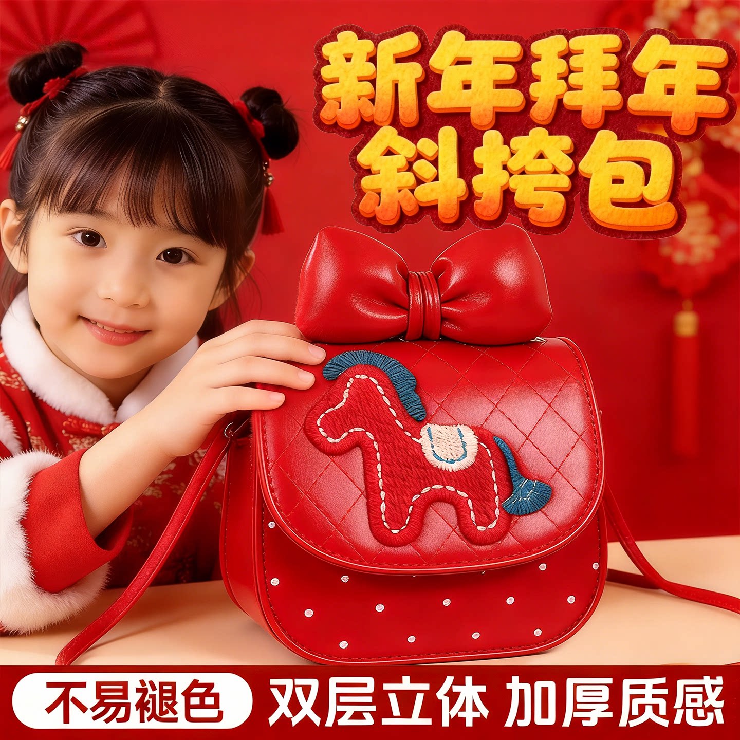 新年礼物女孩女童生日12岁过年儿童马年10女生6本命年7小孩子挎包