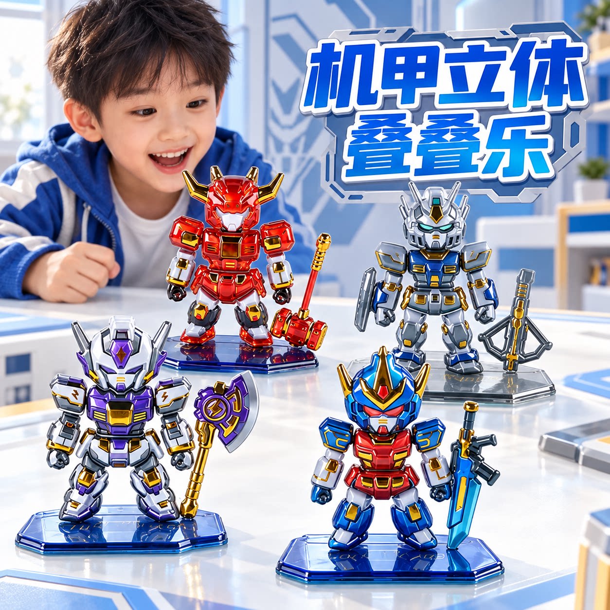 3D立体机甲叠叠乐浮雕贴纸男孩儿童手工diy益智玩具桌面摆件贴画6图片