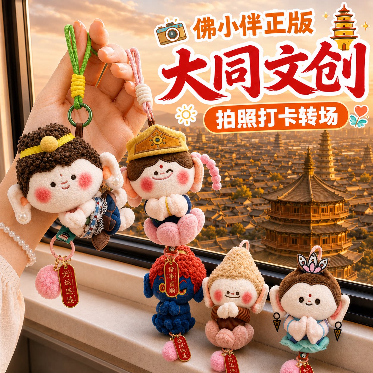 正版大同文创佛小伴官方旗舰店挂件玩偶钥匙扣环飞天一路生花转场图片