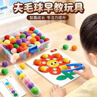 蒙氏夹毛球早教教具儿童专注力训练精细动作宝宝婴儿益智早教玩具