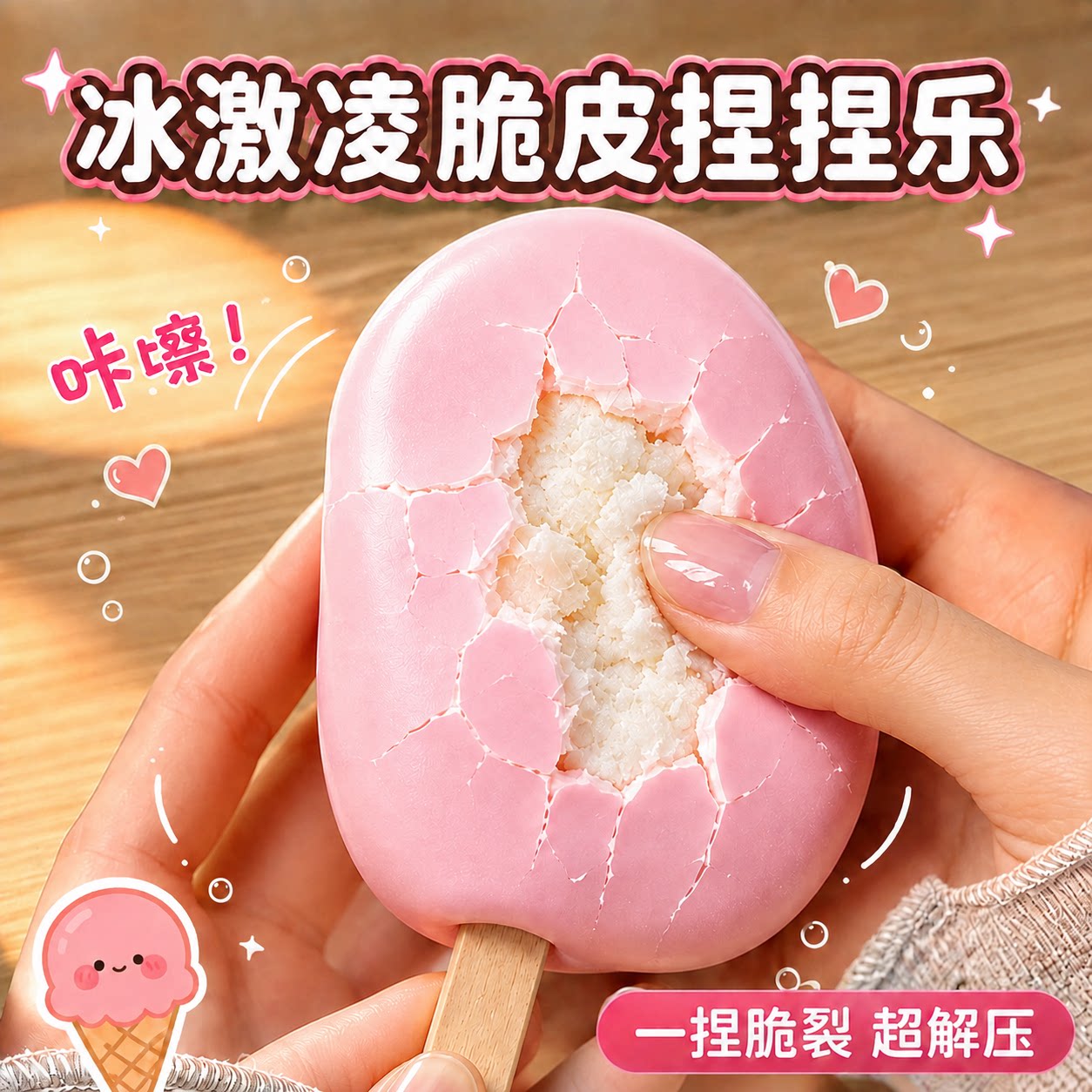 雪糕脆皮手捏捏作球超软解压蜡皮发泄球嘎嘣脆声控解压儿童玩具女