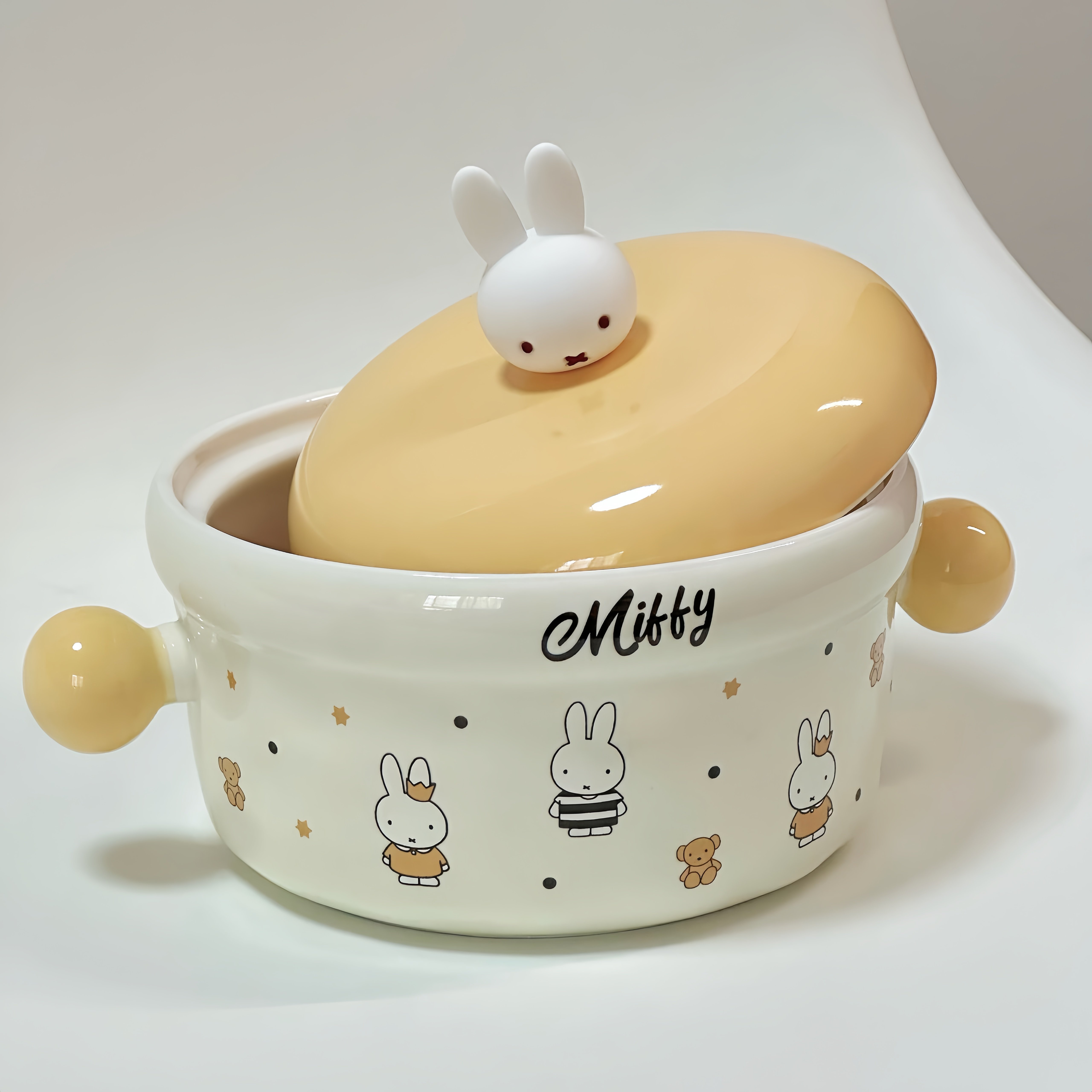 Miffy米菲兔陶瓷泡面碗带盖带手柄汤碗螺蛳粉碗高颜值大容量,餐饮具,泡面碗,淘宝优惠券,粉丝福利购,淘宝优惠卷