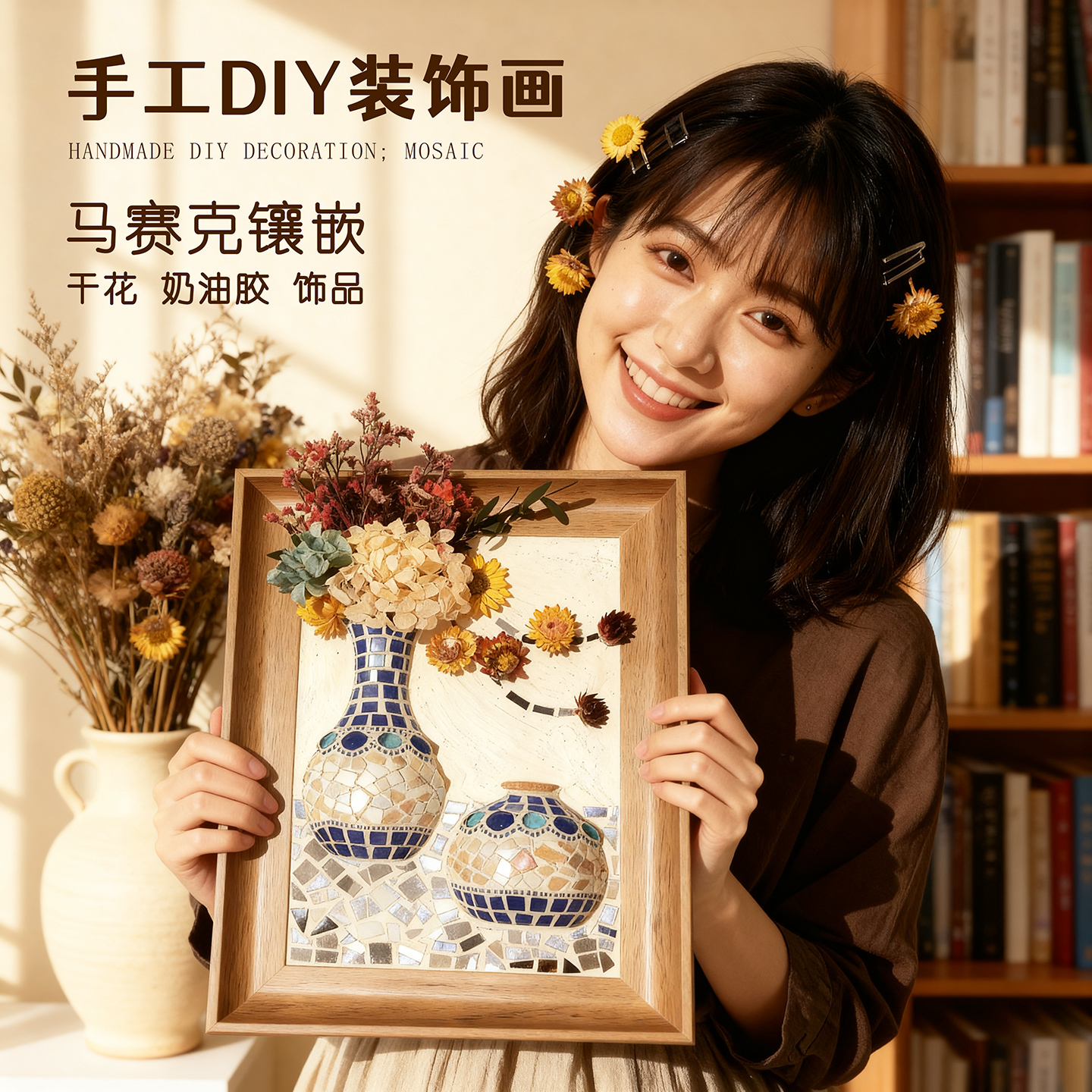实物立体马赛克diy手工立体装饰画创意材料包摆件挂画肌理画相框图片