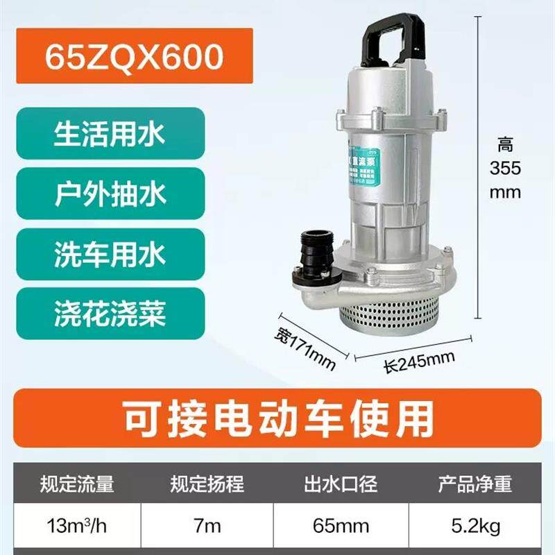 新款永磁直流潜水泵48V60V72V电瓶电动车抽水泵农田灌溉包邮