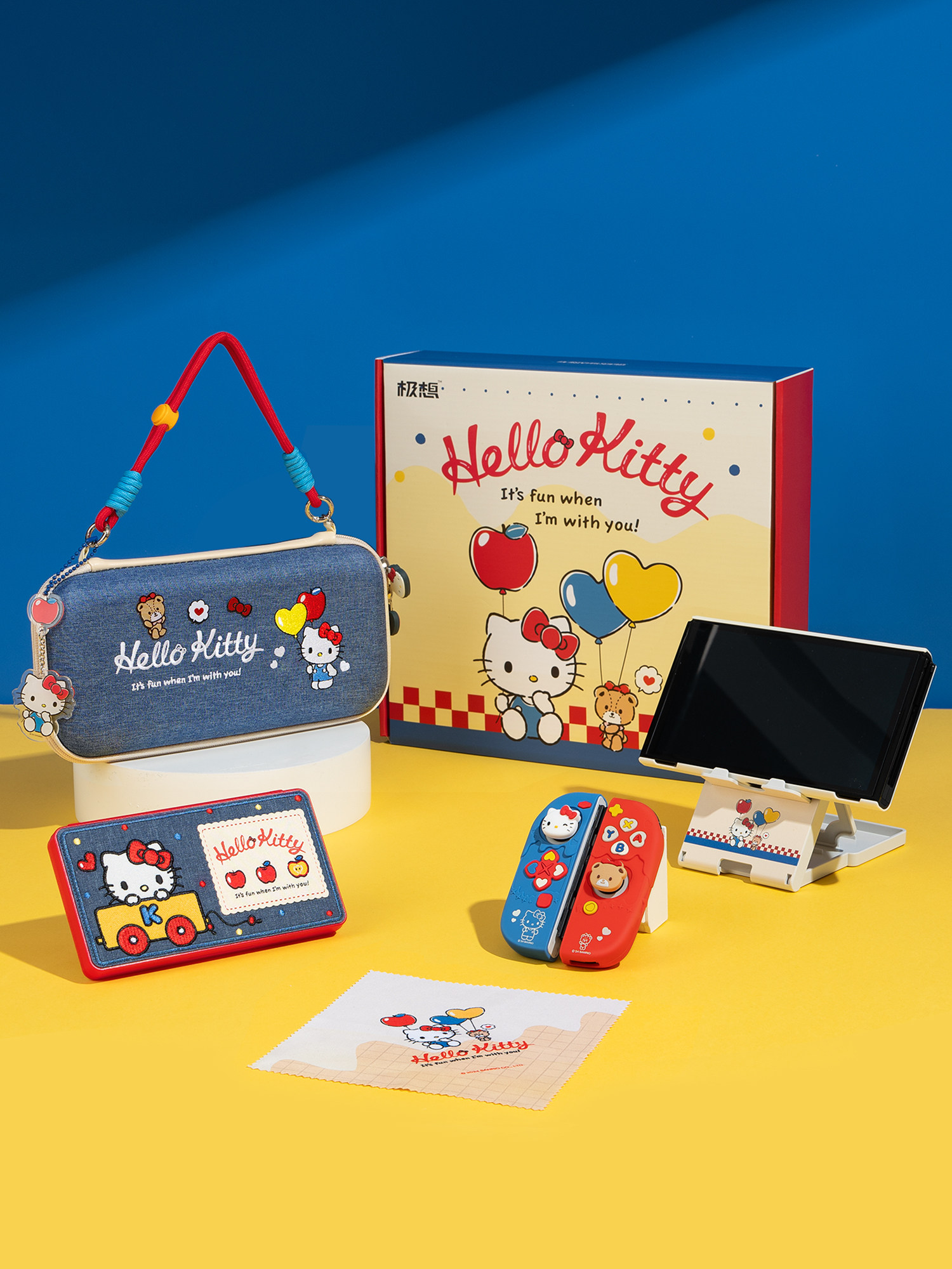 EXTREME NINTENDO SWITCH PROTECTIVE SETOLED LIMITED GIFT BOXHELLOKITTY CO-BRANDED NEW YEARS GIFT FOR GIRLFRIEND PROTECTIVE CASESTORAGE BAGJOYSTICK CAPCARD BOXTEMPERED FILM ACCESSORIES