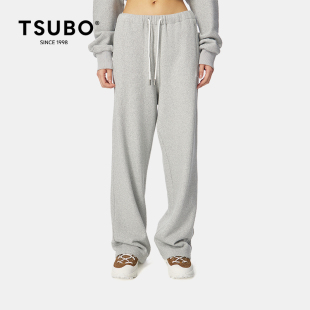 垂感潮流百搭抽绳休闲长裤 TSUBO尺不新款 户外运动女宽松卫裤