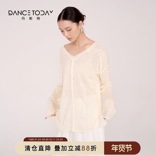 【清仓】dancetoday现代舞练功服女春季针织衫露背长袖上衣舞蹈服