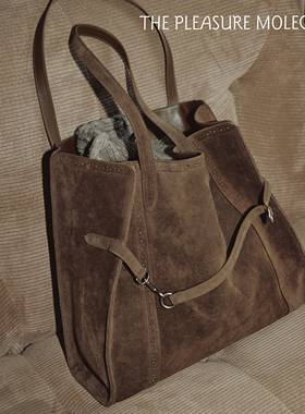 the pleasure molecule新款布洛克托特包反绒牛皮大容量单肩手拎