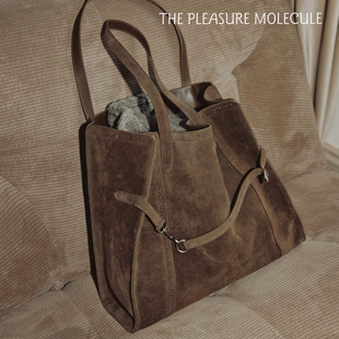 the pleasure molecule新款布洛克托特包反绒牛皮大容量单肩手拎