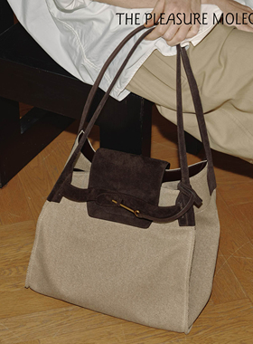 the pleasure molecule新款钥匙托特帆布反绒牛皮大容量老钱单肩
