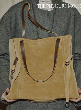 the pleasure molecule新款布洛克托特包反绒牛皮大容量单肩手拎