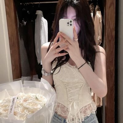 性感辣妹鱼骨法式绝美蕾丝吊带