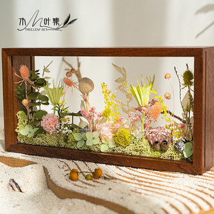 饰桌面摆件 植物家居装 礼物伴手礼 饰画成品 永生花干花实木相框装