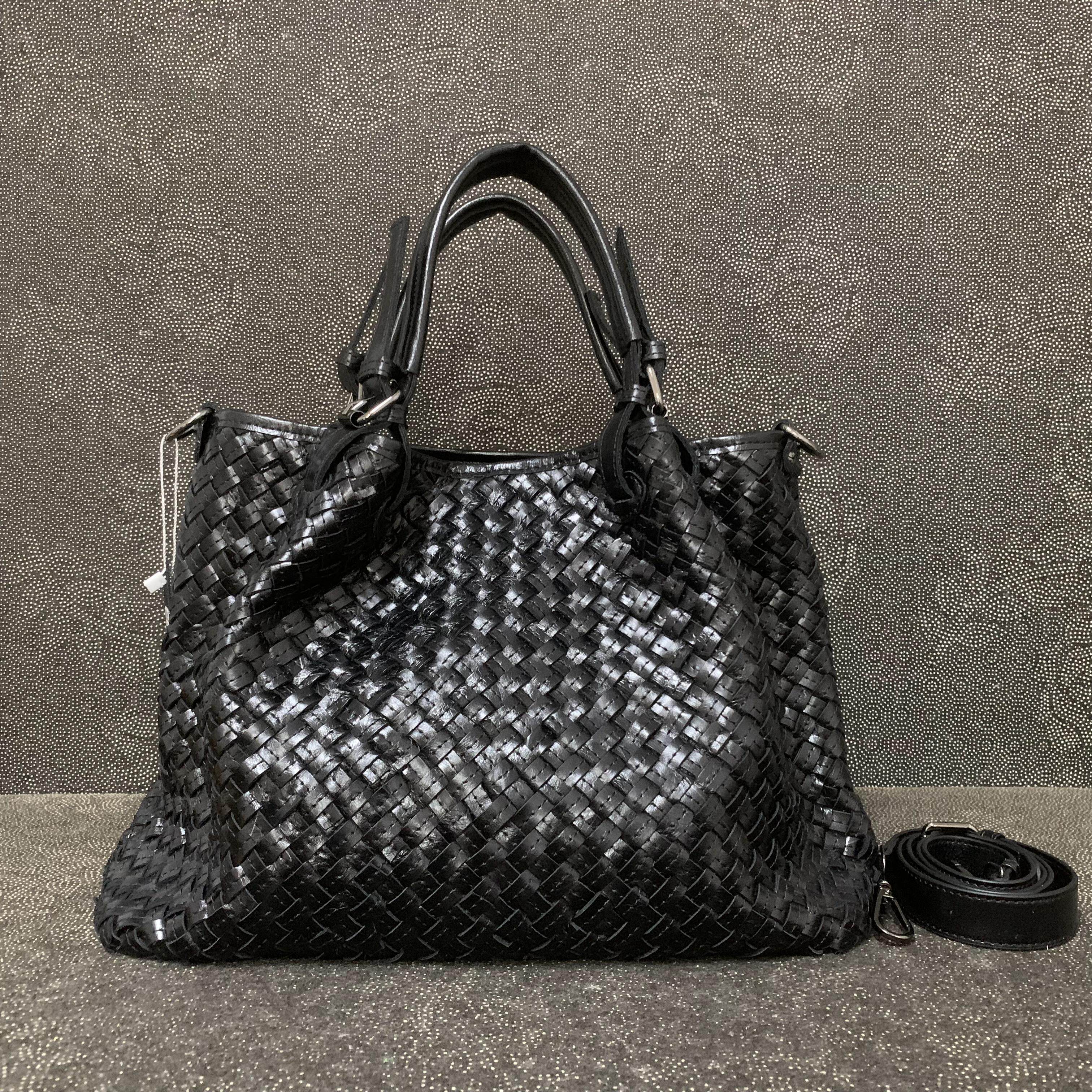 新品真皮女包韩版百搭头层牛皮纯手工编织女手提单肩大容量托特包