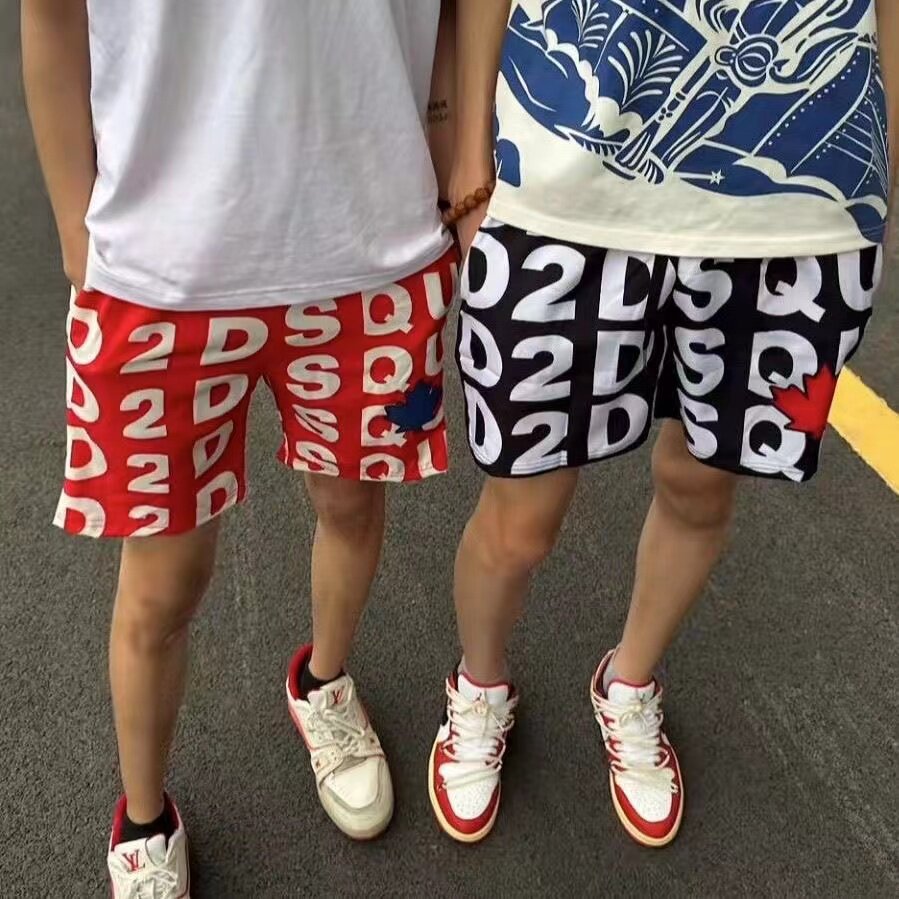 2026夏季新款D2枫叶潮牌印花休闲透气短裤沙滩裤轻奢运动五分裤