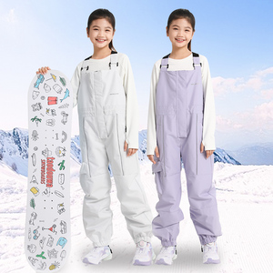 儿童滑雪服女童背带裤户外滑雪裤单双板防风防水耐磨夹棉保暖雪裤
