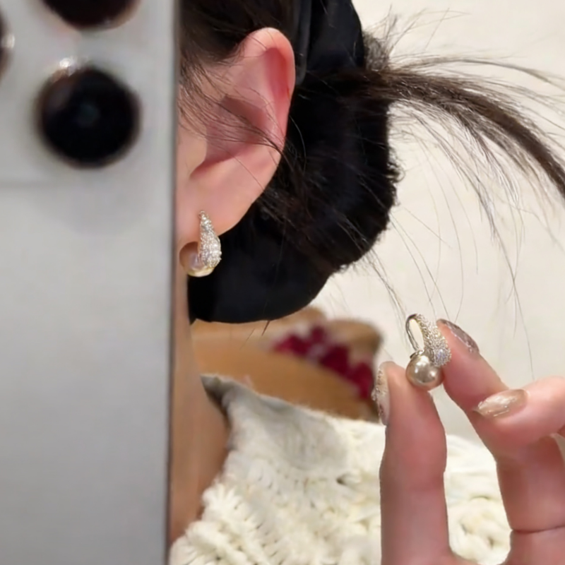 新款轻奢香槟色珠珠水滴微镶锆石耳钉女气质时尚小众百搭复古耳钉,饰品/流行首饰/时尚饰品新,耳环,淘宝优惠券,粉丝福利购,淘宝优惠卷