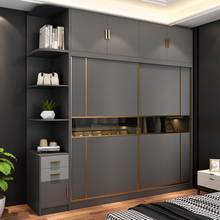 实木衣柜网红推拉滑移门简约现代卧室家用柜子轻奢储物成人大衣橱