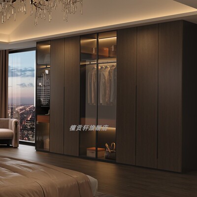 檀贡轩实木轻奢衣柜一门到顶衣柜