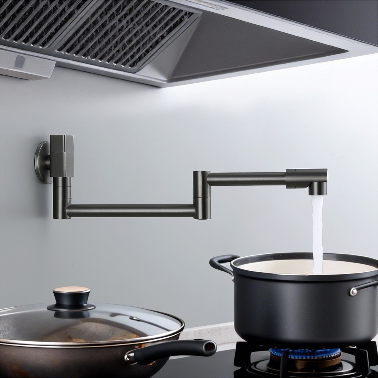 全铜入墙折叠旋转下水厨房龙头