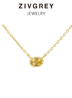 天然黄水晶项链气质简约