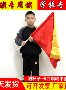 手摇五星红旗演出道具红黄双面舞蹈旗子带杆幼儿园中小学生跳舞比赛体操运动会旗帜方队表演彩旗