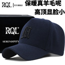 大脸显脸小冬季 羊毛呢帽子男大头围高顶棒球帽加深加厚保暖鸭舌帽