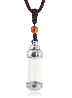 随身项链挂件小玻璃小玻璃瓶西藏情侣吊坠可装精油玻璃透明钛钢